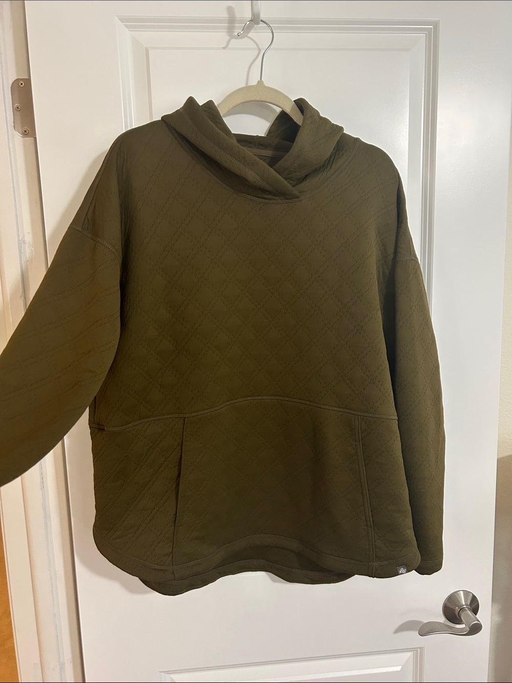 Quilted Olive Green Hooded Pullover